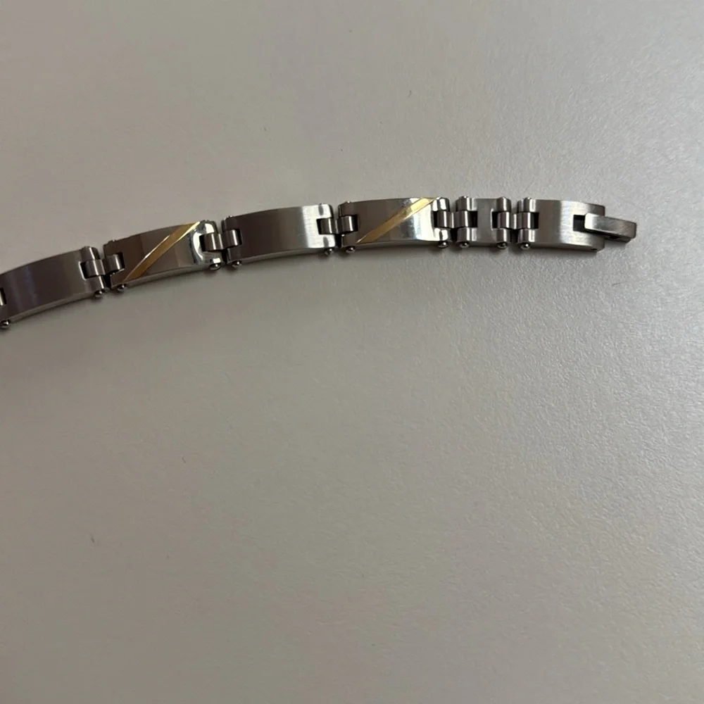 Men’s Stainless Steel / 14k Yellow Gold Link Bracelet